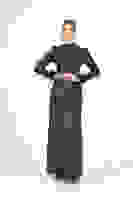 Lacivert Kol Uçları Tüylü Abiye Elbise 6502437.02 