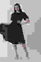 Lacivert Pul Payetli Midi Boy Kısakol Abiye 6502498.02 