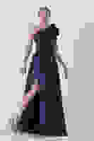 Lacivert Saten Omuz Fiyonklu Abiye Elbise 1302192.02 