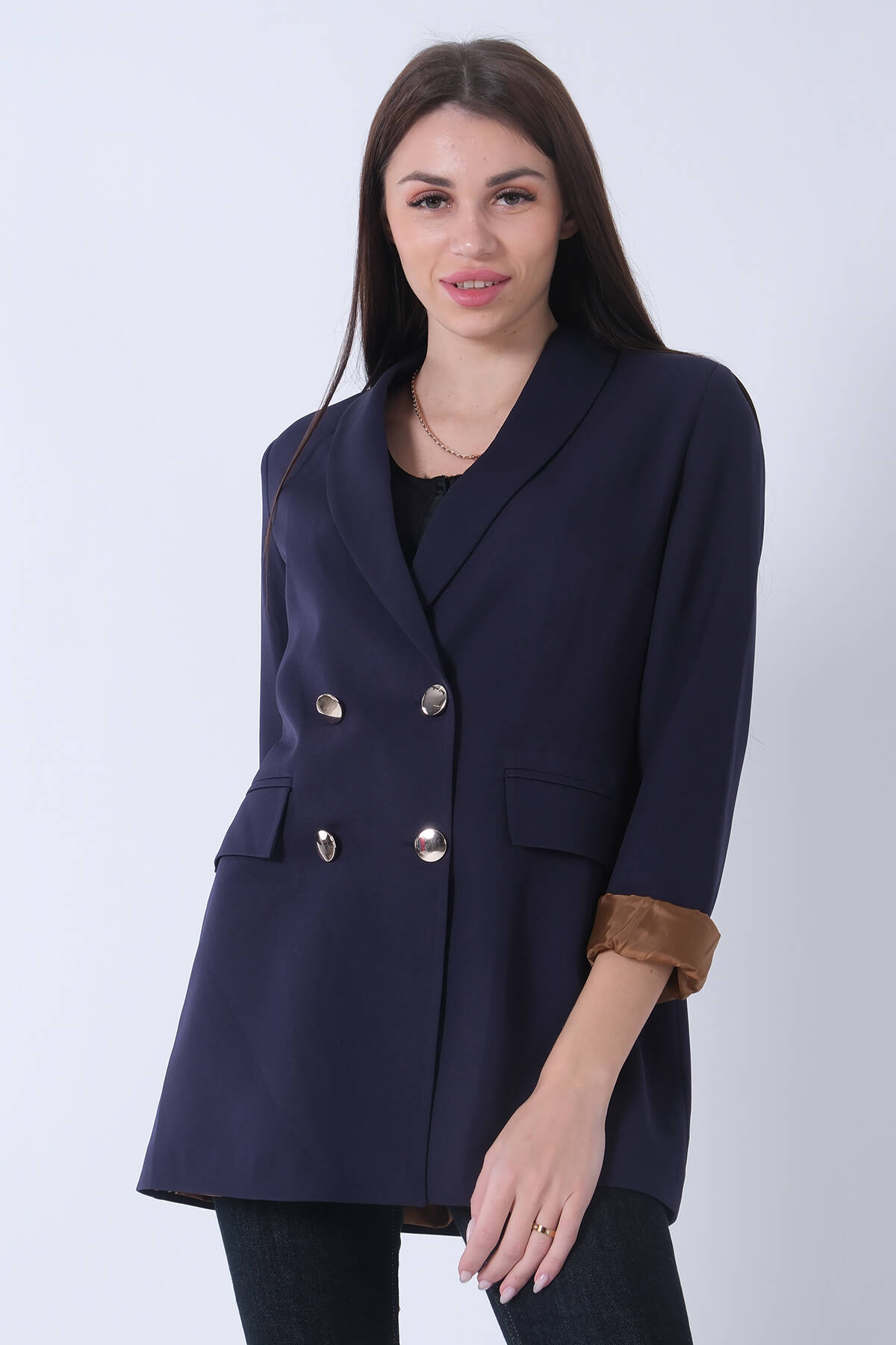 Lacivert Vatkalı Astarlı Ceket 3971156.02 