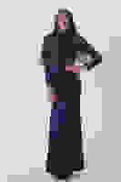 Lacivert Yaka Seyyar Şal Ayrobin Eklemeli Tesettür Abiye 6502477.02 