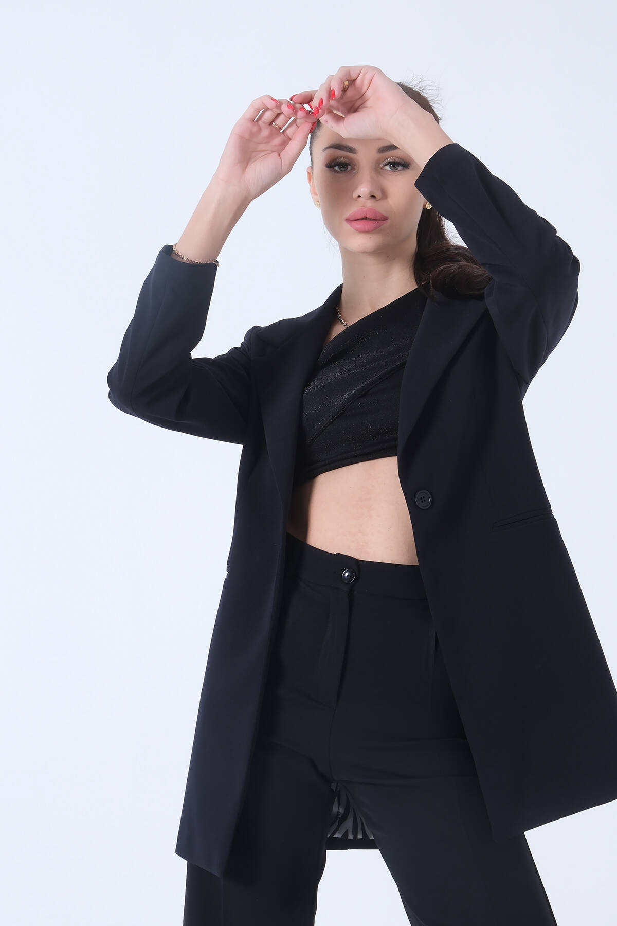 Lacivert Zebra Astar Detaylı Krep Blazer Ceket 01051201.02 