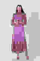 Lavanta Yakası ve Kolları Taşlı Kuşaklı Tesettür Elbise 4593281.333 