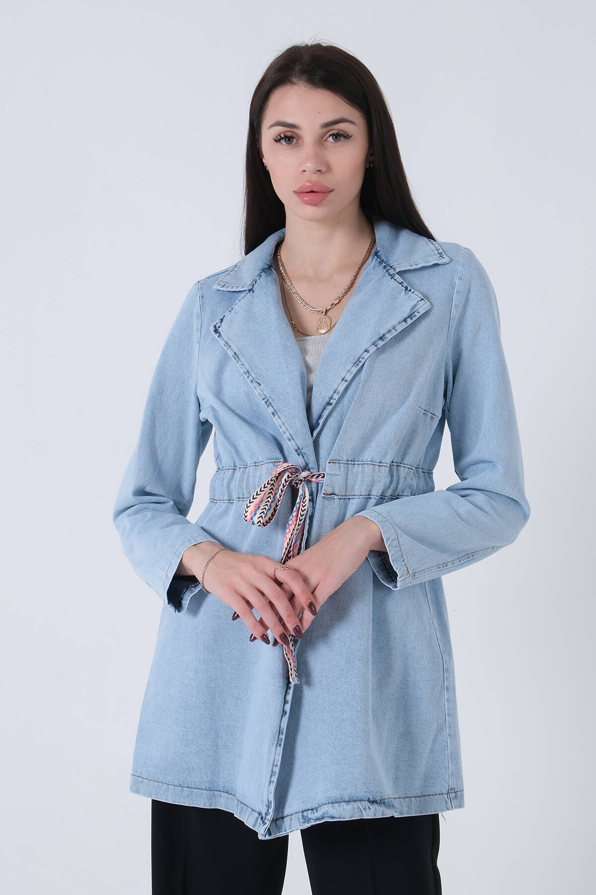 Mavi Belden Bağlamalı Kot Ceket 0809020.16 