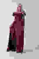 Mürdüm Drape Detaylı Saten Kumaş Abiye Elbise 9704858.21 