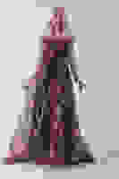 Mürdüm Straplez Yaka Önü Düğme Detaylı Desenli Fırfırlı Abiye 9705680.21 Mürdüm