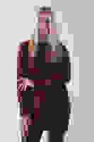 Mürdüm Yaka ve Kolları Taş Detaylı Bisiklet Yaka Kazak 44530206.21 Mürdüm