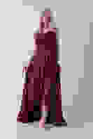 Mürdüm Yırtmaç Detaylı Saten Abiye Elbise 4522348.21 Mürdüm