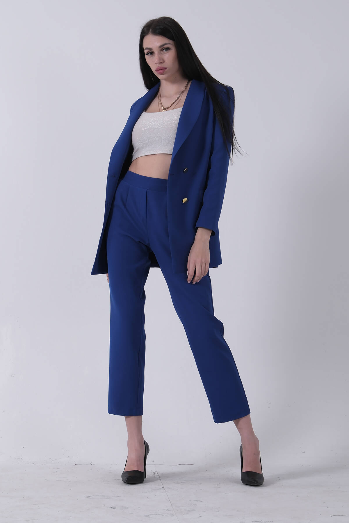 Saks Blazer Ceket Pantolon İkili Takım 0106305.26 Saks