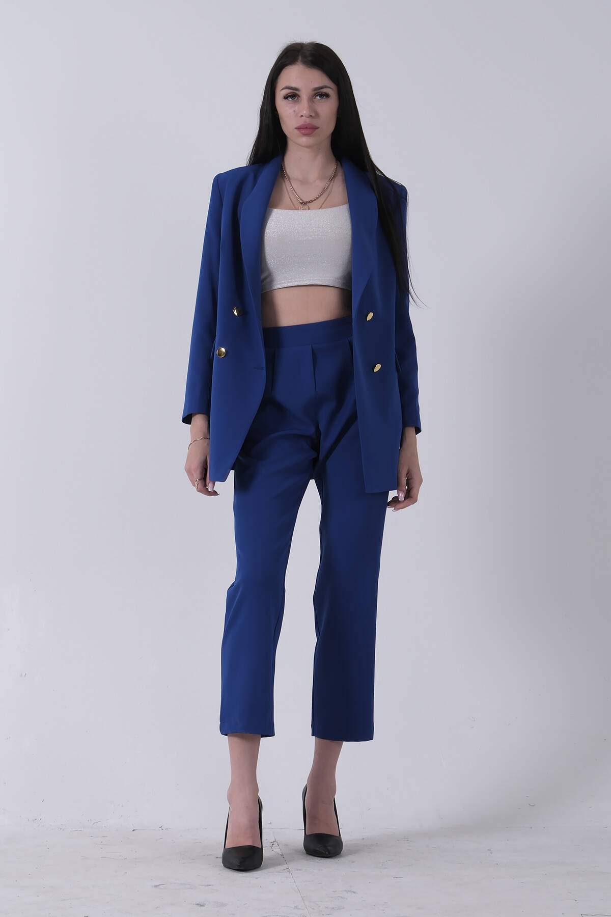 Saks Kadın Dört Düğmeli Kruvaze Blazer Ceket & Pantolon Takım 0106305.26 - ArdaNewline (1)