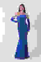 Saks Drapeli Düğme Detaylı Uzun Abiye 9705361.26 