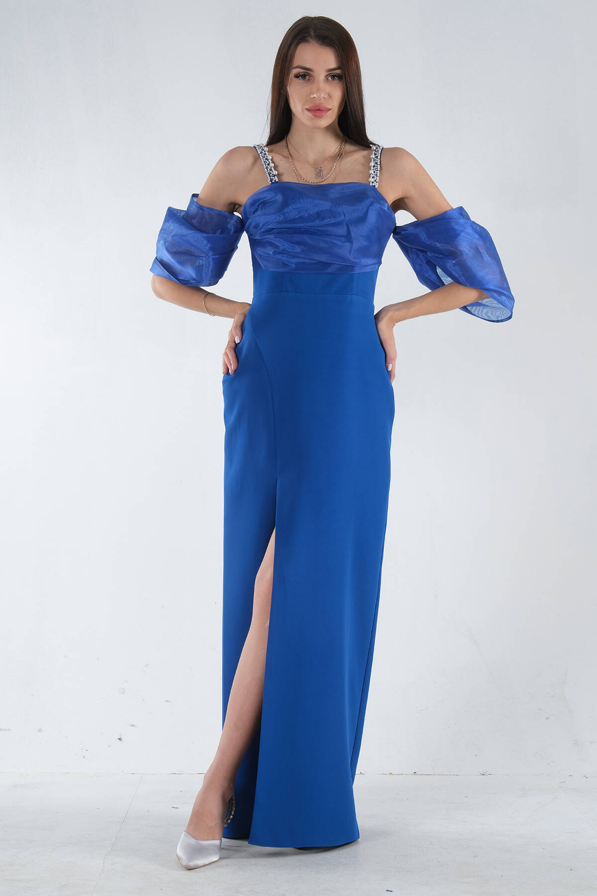 Saks Kolları Şifon Yırtmaçlı Abiye 9705139.26 