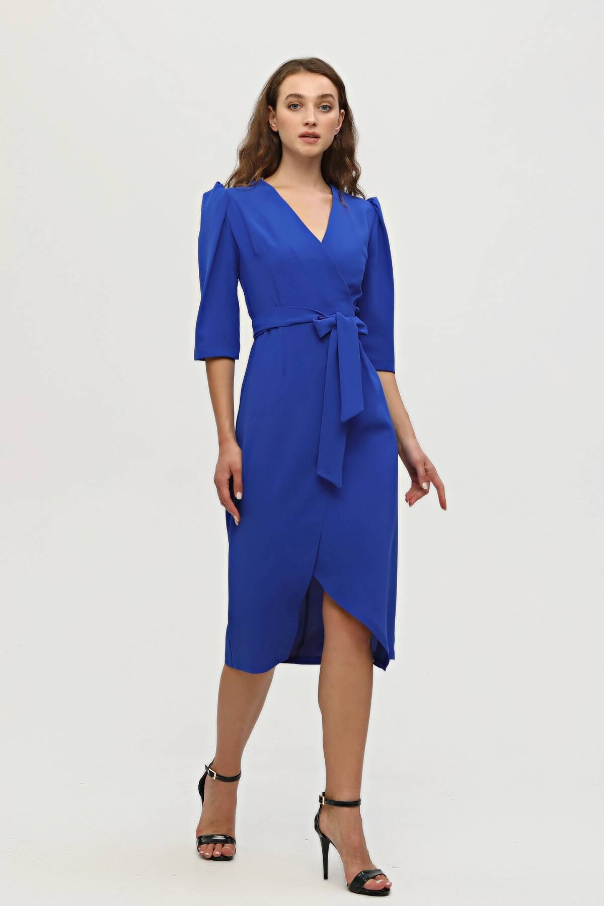 Saks Kruvaze Yaka Midi Boy Krep Elbise 0104010.26 