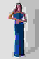 Saks Önü Taş Detaylı Yırtmaçlı Pul Payet Straplez Abiye 0801163.26 Saks