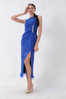 Saks Önü Taş Detaylı Yırtmaçlı Tüy Detaylı Abiye 9705402.26 