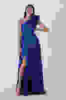 Saks Saten Omuz Fiyonklu Abiye Elbise 1302192.26 