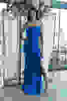 Saks Sırtı Bağlamalı Yırtmaçlı Abiye 4522018.26 Saks