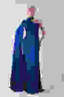 Saks Yaka Kuşak Detaylı Tek Omuz Abiye 0801099.26 Saks