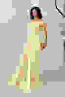 Sarı Drape Detaylı Saten Kumaş Abiye Elbise 9704858.11 Sarı