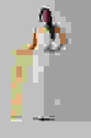 Sarı Yaka Kuşak Detaylı Tek Omuz Abiye 0801099.11 Sarı