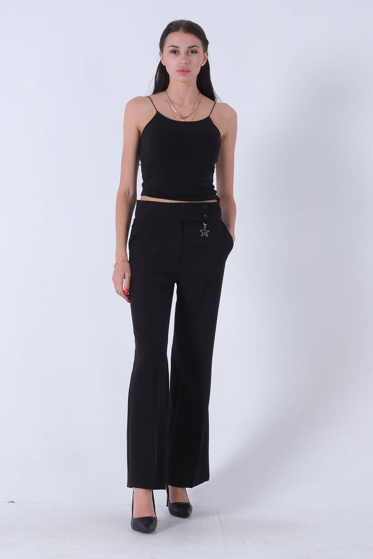 Siyah Bel Ribana Detaylı Aksesuarlı 2 Düğme Pantolon 3974144.01 - Ardanewline