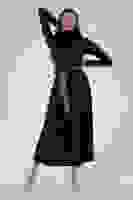 Siyah Beli Kemerli Örme Elbise 0104030.01 