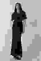 Siyah Beli Taş Detaylı Yarım Kol Tesettür Abiye 08061271.01 