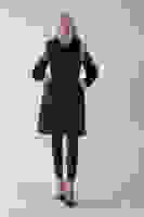 Siyah Bileği Lastikli Kapüşonlu Baklava Desenli Şişme Mont 44520207.01 Siyah