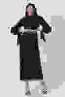 Siyah Bilek Ucu Saten Kurdele Pullu Tesettür Abiye 6502471.01 Siyah