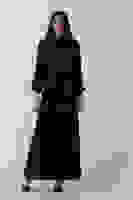 Siyah Bisiklet Yaka Beli Taş Detaylı Tesettür Abiye 08061281.01 