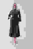 Siyah Bisiklet Yaka Ekose Desenli Bel Bağlamalı Tesettür Elbise 4593460.01 Siyah