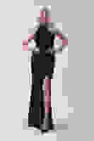 Siyah Bisiklet Yaka Kolsuz Yırtmaç Detaylı Pul Payet Abiye 9705482.01 Siyah