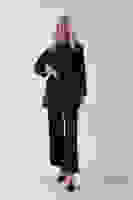 Siyah Bisiklet Yaka Önü Düğme Kapama Görünümlü Pantolonlu Scuba Takım 4592265.01 Siyah