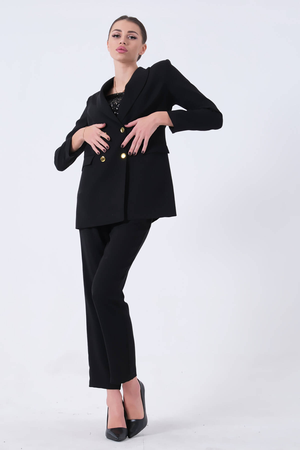 Siyah Blazer Ceket Pantolon İkili Takım 0106305.01 