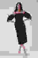 Siyah Boncuk İşlemeli İnce Askılı Abiye 9705144.01 