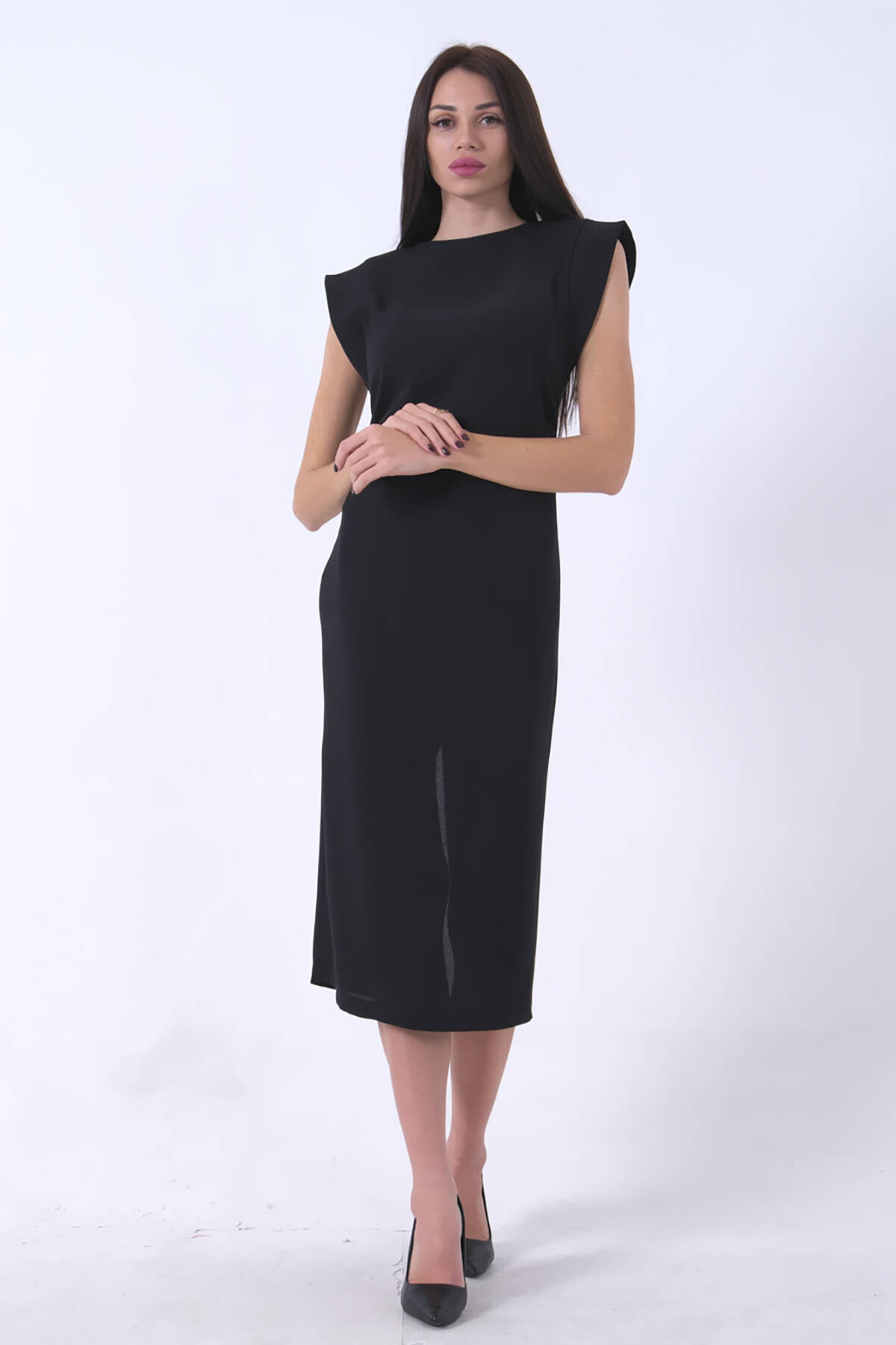 Siyah Büzgülü Elbise 0104022.01 