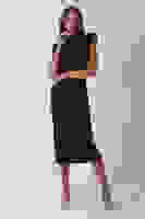 Siyah Büzgülü Üzeri Taş Detaylı Elbise 03050336.01 Siyah