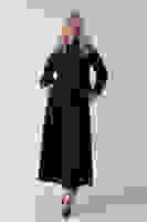 Siyah Ceket Fermuar Kapamalı Üzeri Taş Detaylı Etekli Kadife Takım 4577264.01 Siyah