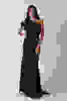 Siyah Çiçek Detaylı Pul Boncuk İşlemeli Kuyruklu Abiye 9705650.01 Siyah