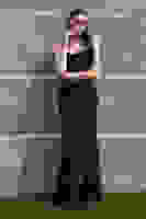 Siyah Drapeli Parlak Pul Payetli Askılı Abiye 9705539.01 Siyah