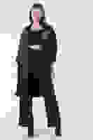 Siyah Düşük Kol Yakası Taş İşlemeli Astarsız Trençkot 3971816.01 