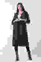 Siyah Ekose Astarlı Düğmeli ve Kemerli Trençkot 0204049.01 