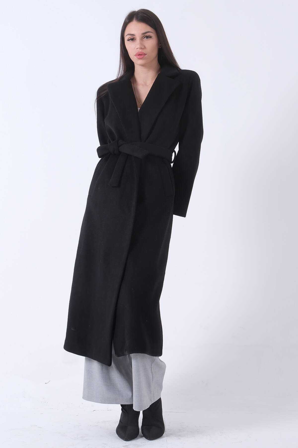 Siyah Fleto Cepli Yırtmaçlı Astarlı Kaşe Kaban 31050661.01 - Ardanewline (1)