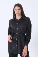 Siyah Gömlek Yaka Desenli Saten Tunik 45951991.01 