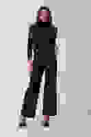 Siyah İnce Kemerli Cepsiz Bol Paça Uzun Pantolon 03030306.01 Siyah