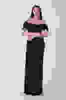 Siyah Kadın Omzu Açık Payetli Yırtmaçlı Uzun Abiye Elbise 9705544.01 Siyah