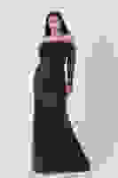 Siyah Kayık Yaka Simli Uzun Kol Abiye 9705266.01 