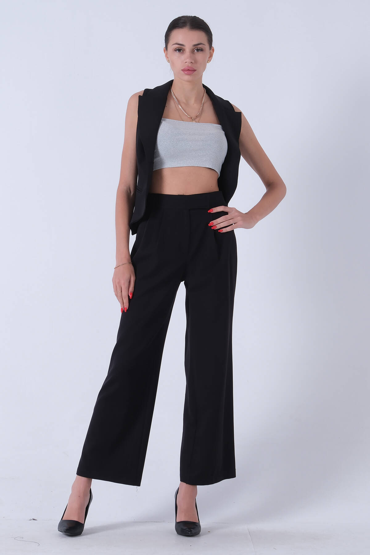 Siyah Kemeri Cırtlı 2 Yan 2 Pile Pantolon 3974121.01 Siyah