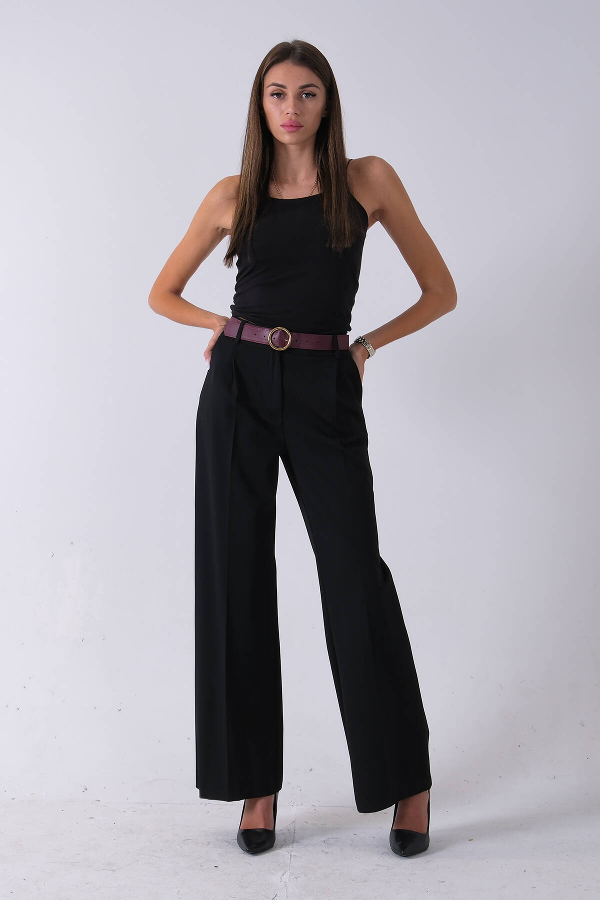 Siyah Kemerli Cepli Bol Paça Pantolon 03030190.01 - Ardanewline (1)