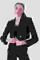 Siyah Kruvaze Yaka Kaşe Crop Astarlı Blazer Ceket 0105125.01 